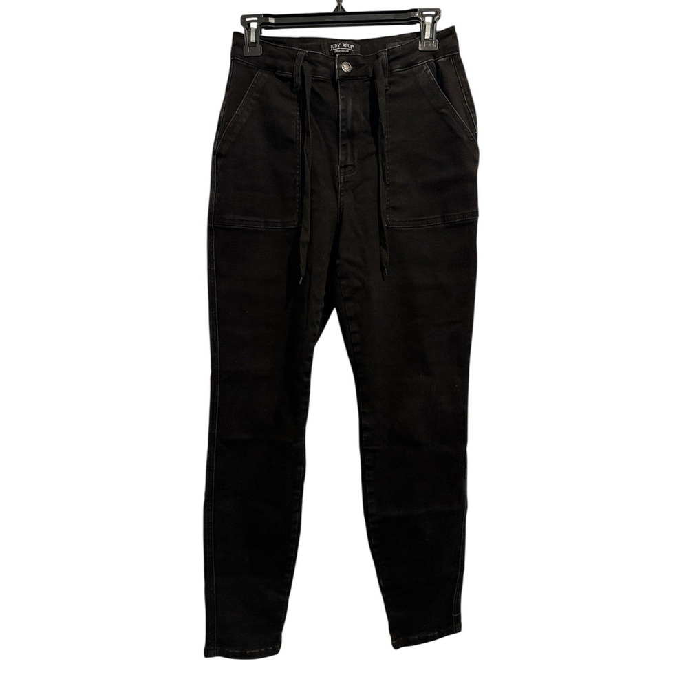 Judy Blue Jet Black Jogger Jeans Double Roll Cuff Size 5/27 Draw String - Picture 10 of 10